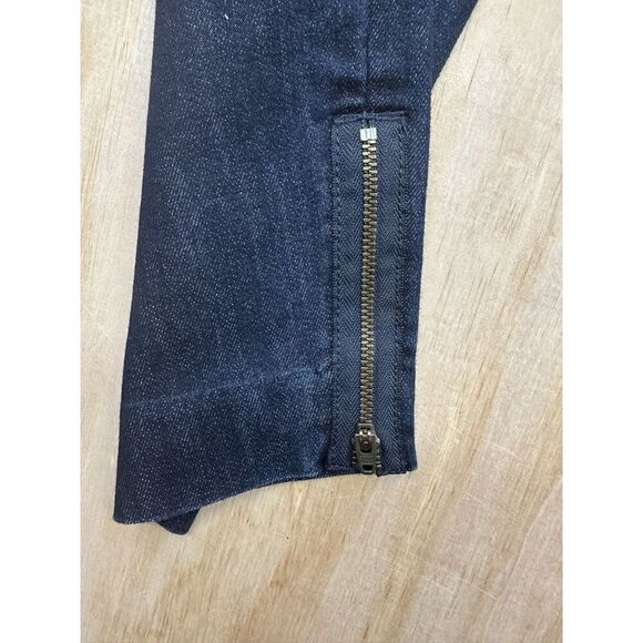 J CREW Stretch Size 12 City Fit Denim Blue Women's Pants Side Zip Ankle Zip - Picture 2 of 5